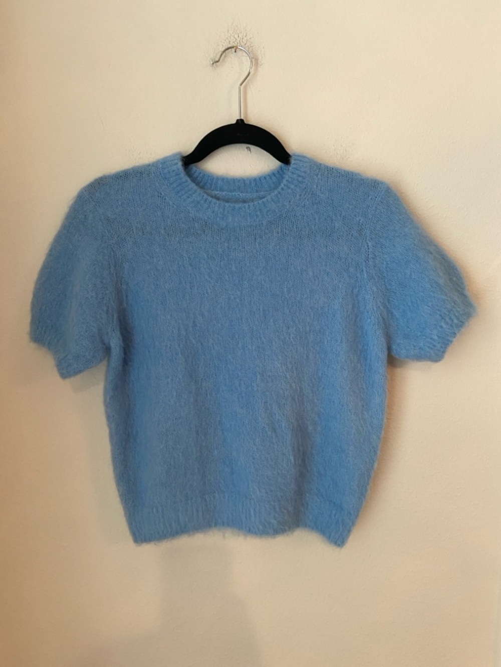 DÔEN Hearst Sweater Seashore Blue Fuzzy Alpaca Short Sleeve Knit XS - Picture 2 of 7
